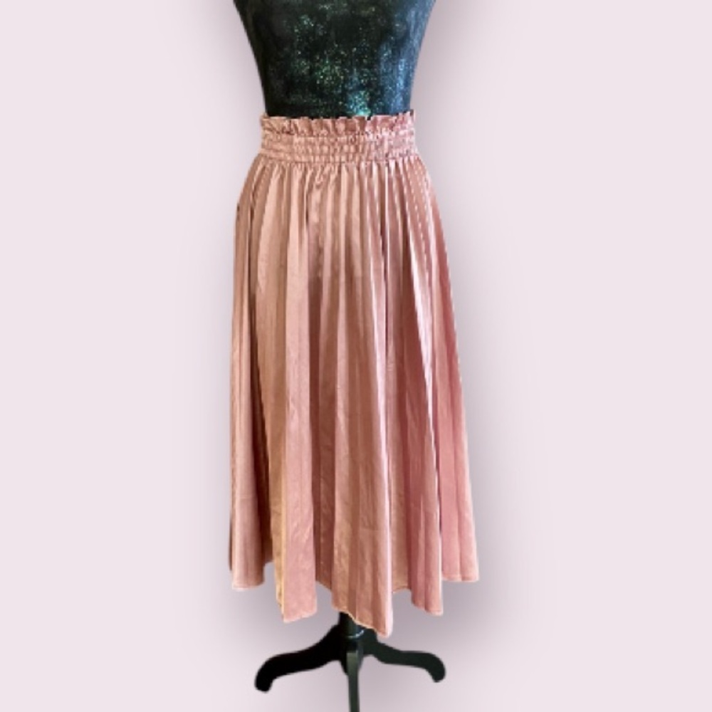 Haute Monde Pleated Chiffon Midi Skirt in Blush